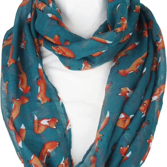 Fall Winter Soft Lightweight Fox Sheer Infinity Scarf for Women - Picture 4 of 5